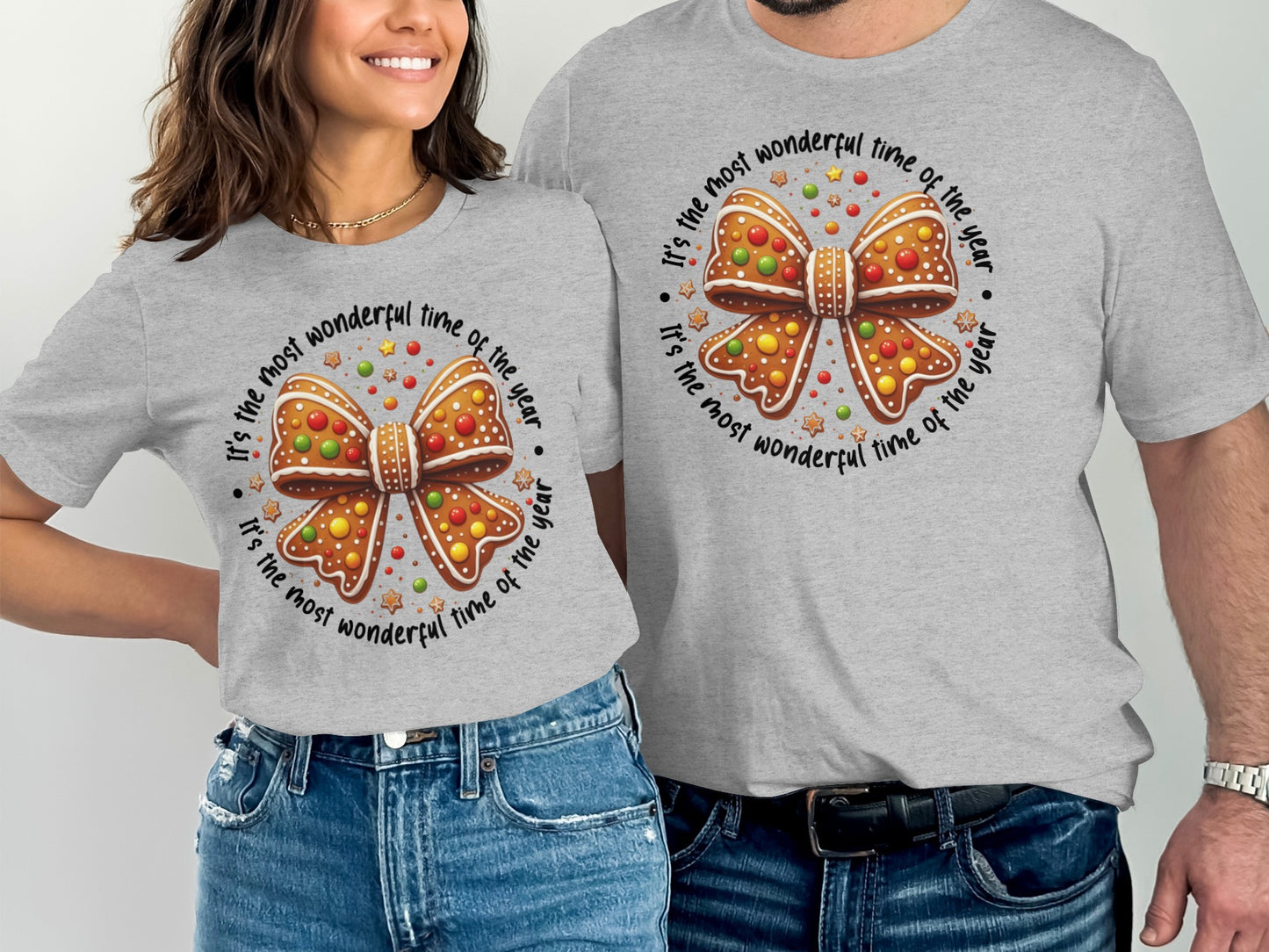 Wonderful Time Of Year Festive Bow Matching Shirts