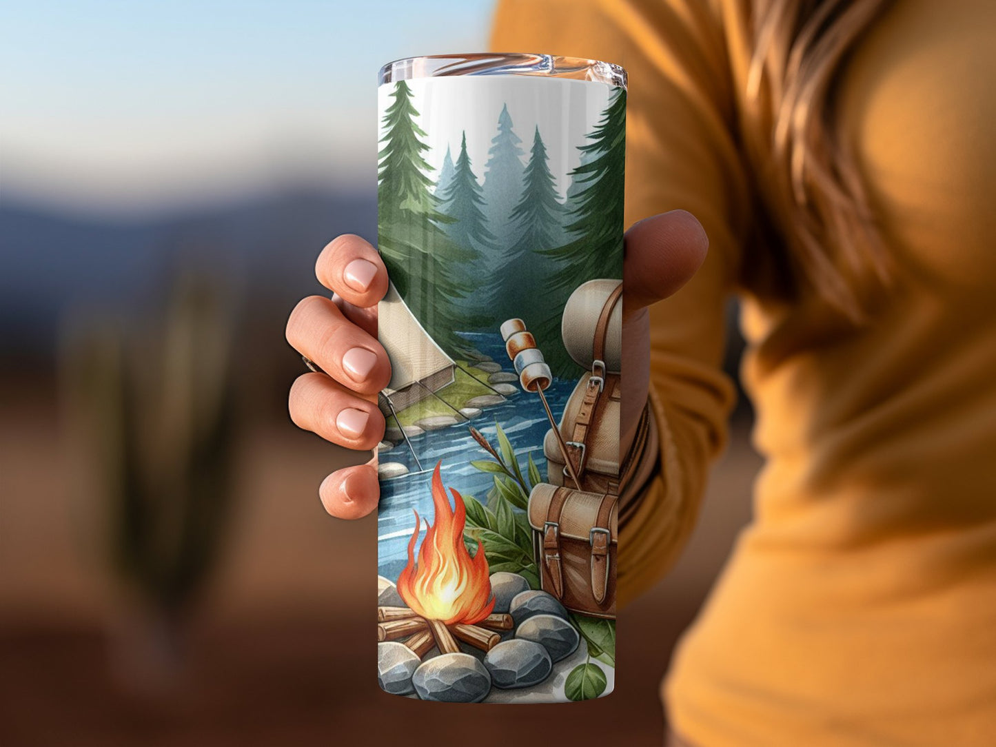 Colorful Camping Scene Insulated Tumbler Drinkware Product