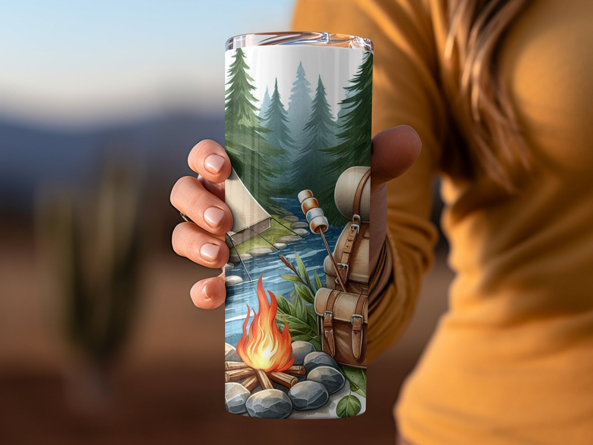 Colorful Camping Scene Insulated Tumbler Drinkware Product