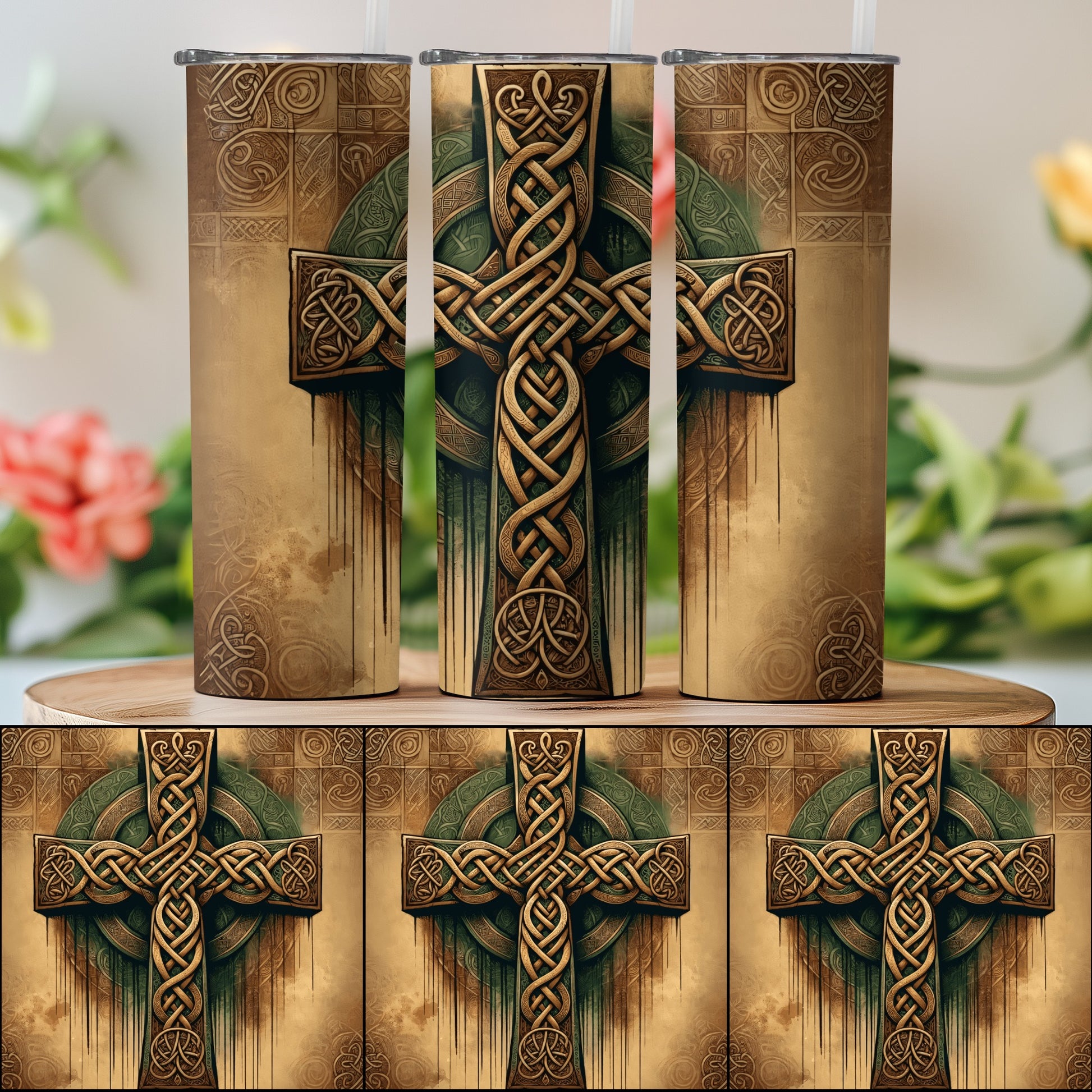 Intricately Designed Celtic Cross Tumbler Product