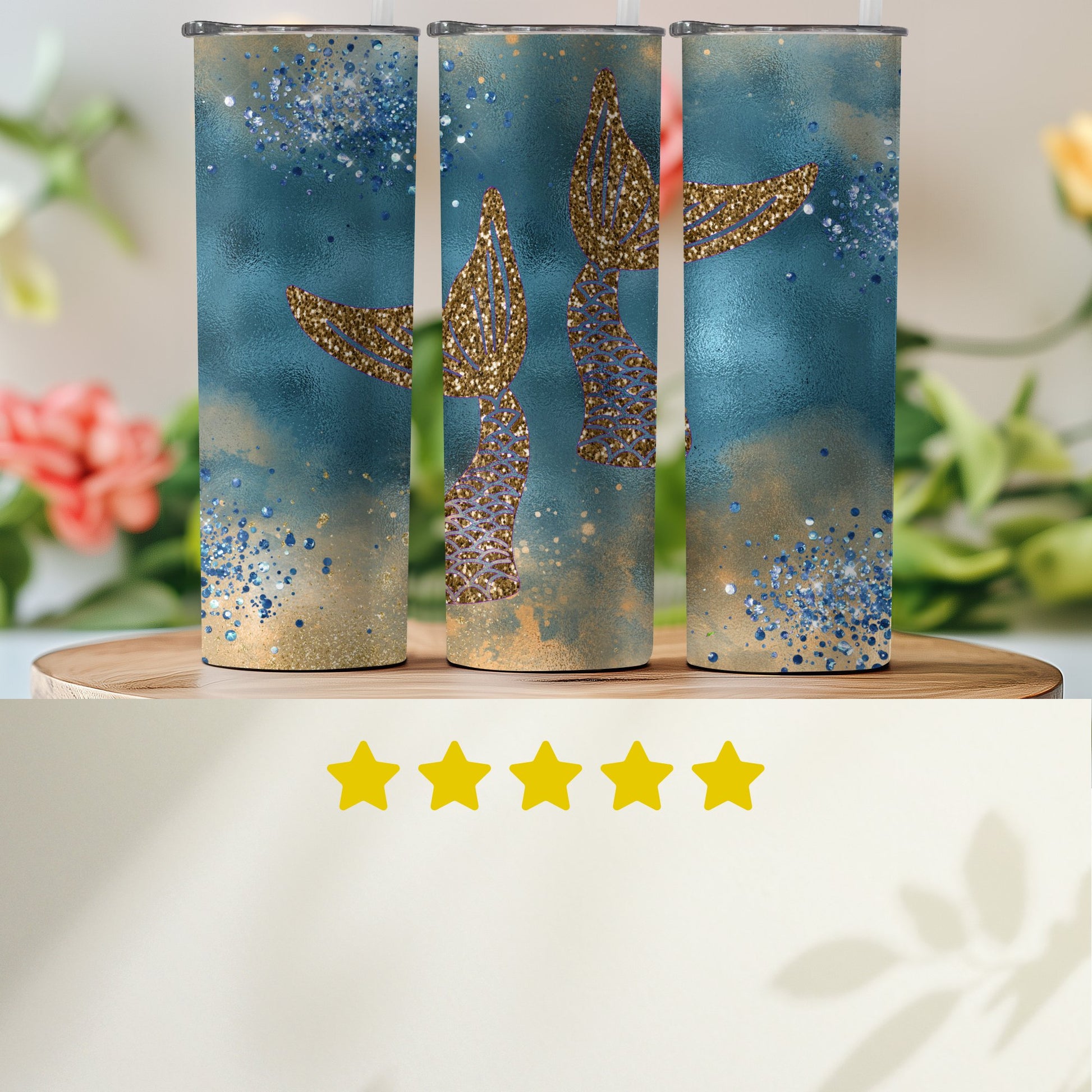 Blue Glitter Mermaid Tail Design Tumbler product type