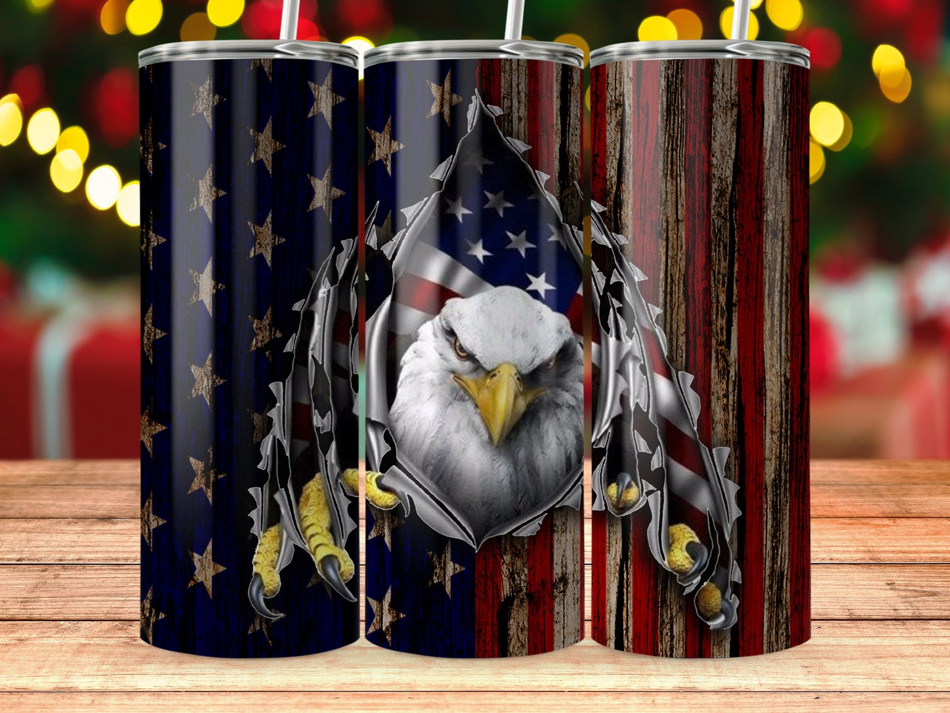 Bold Patriotic Eagle and Flag Design Tumbler product