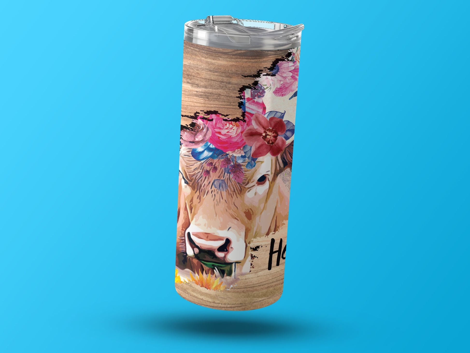 Floral Cow Design 20oz Travel Tumbler product