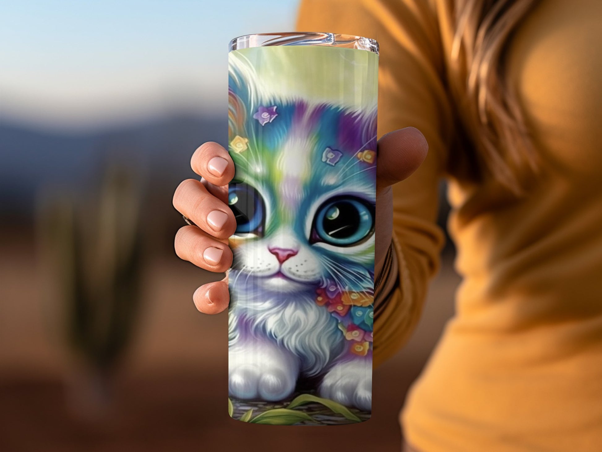 Adorable Colorful Kitty Cat Design Tumbler Product