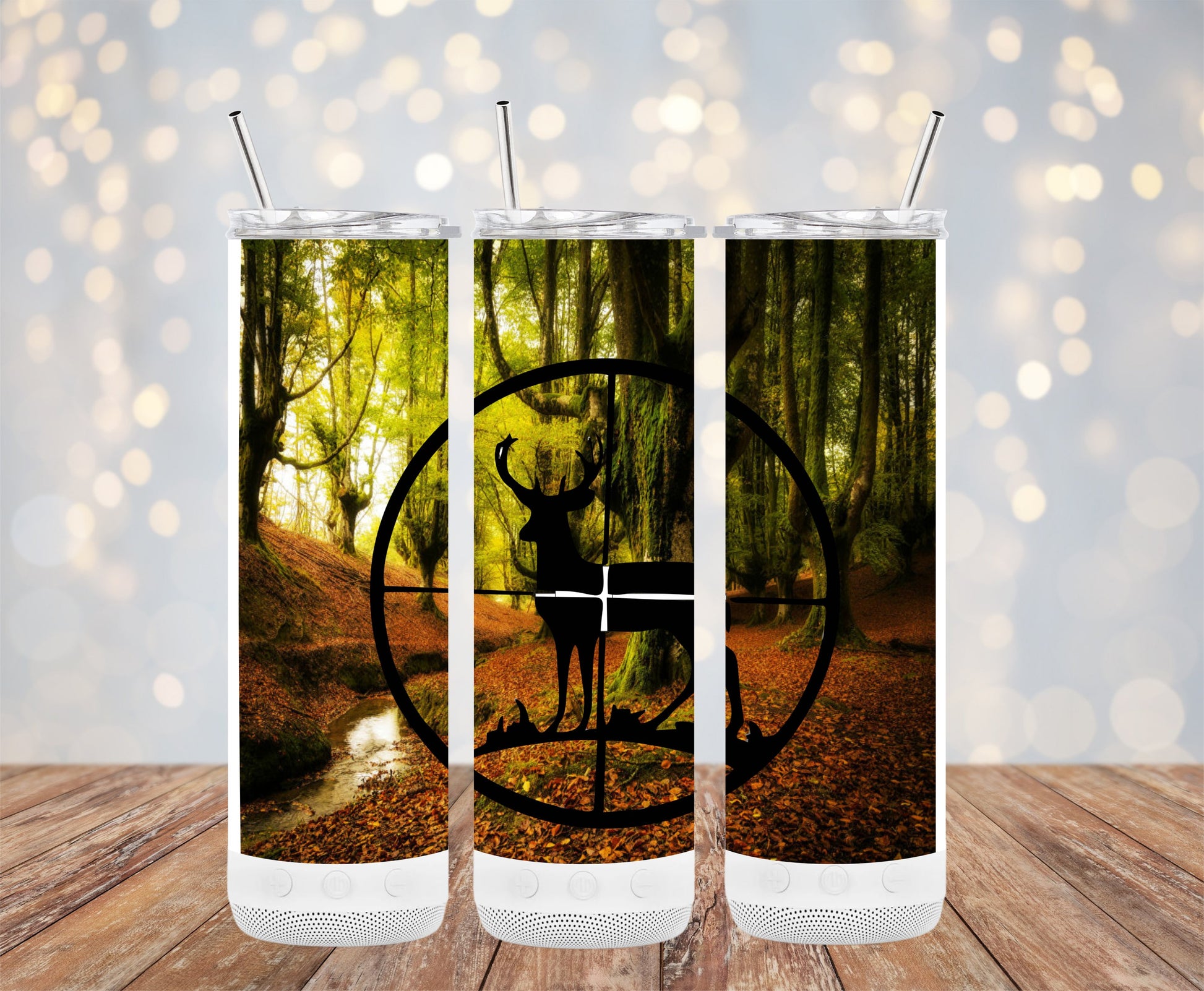 Forest Deer Design Tumbler Nature Themed Drinkware Product