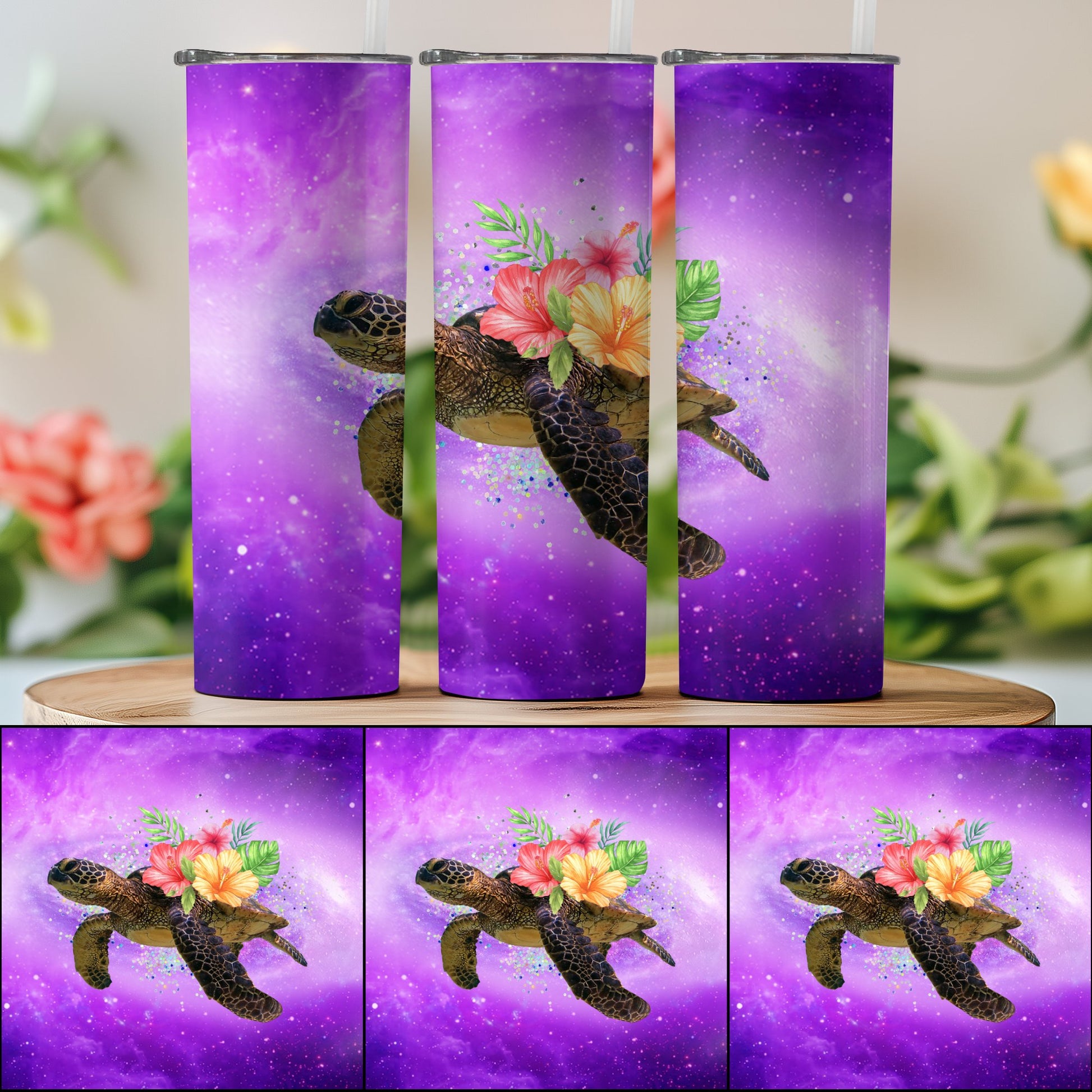 Sea Turtle Floral Design Tumbler Drinkware product type