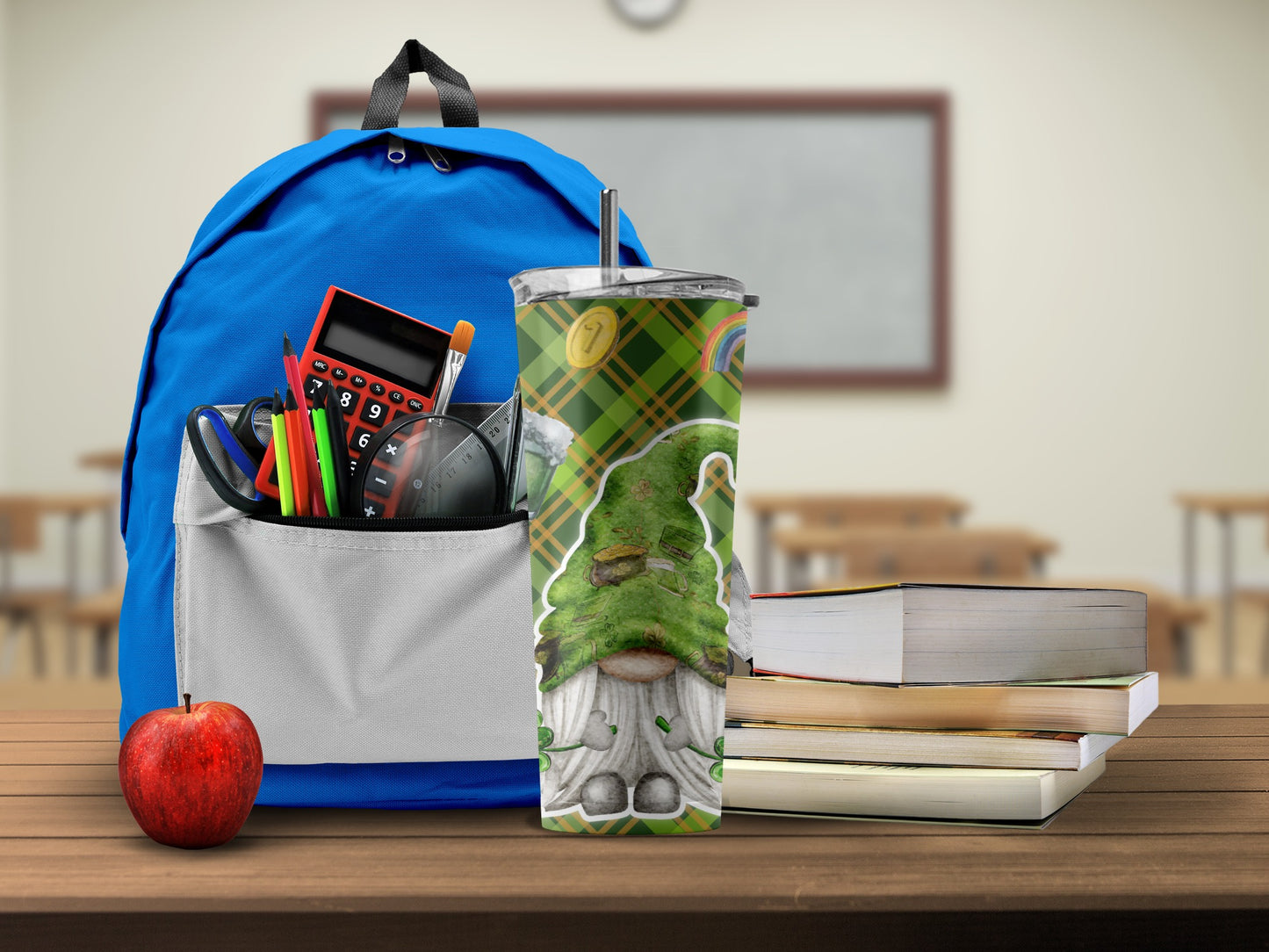 Back to School Gnome Themed Insulated Tumbler Cup