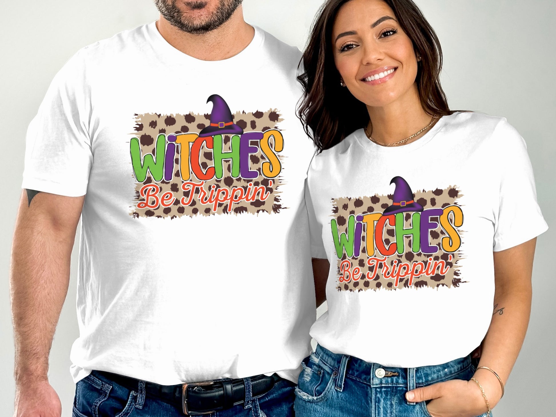 Witches Be Trippin Graphic Halloween Themed Shirt product type