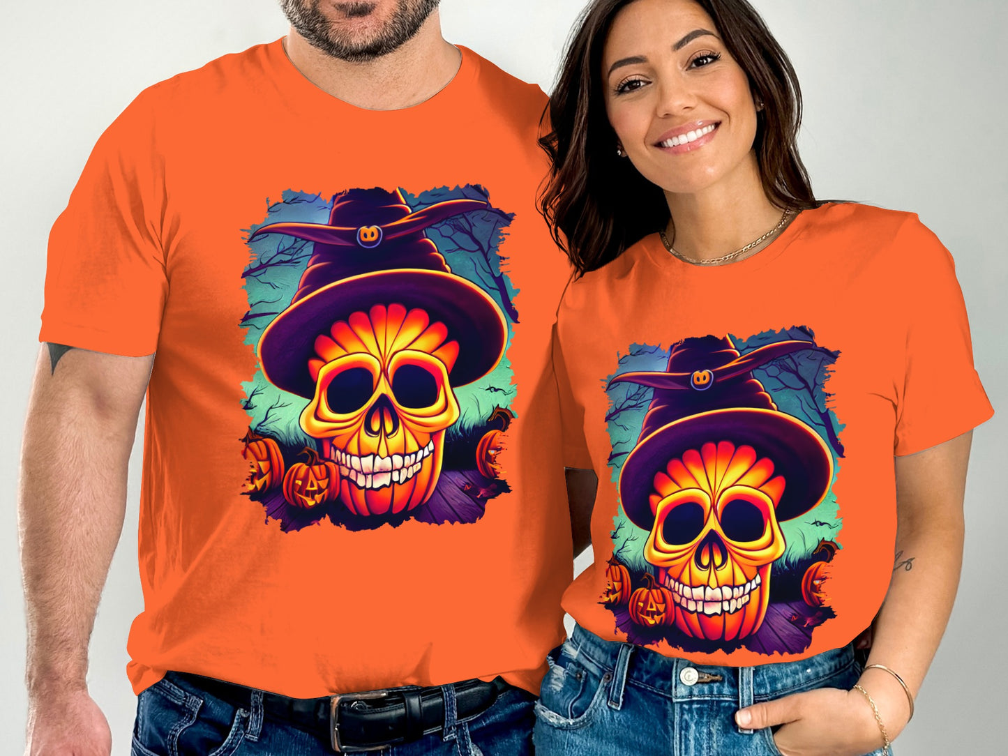 Halloween Skull Witch Hat Graphic Design Shirt product
