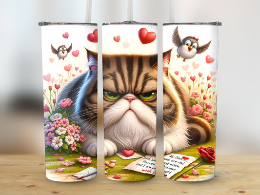 Cranky Cat Love Letter (Valentine Tumbler)