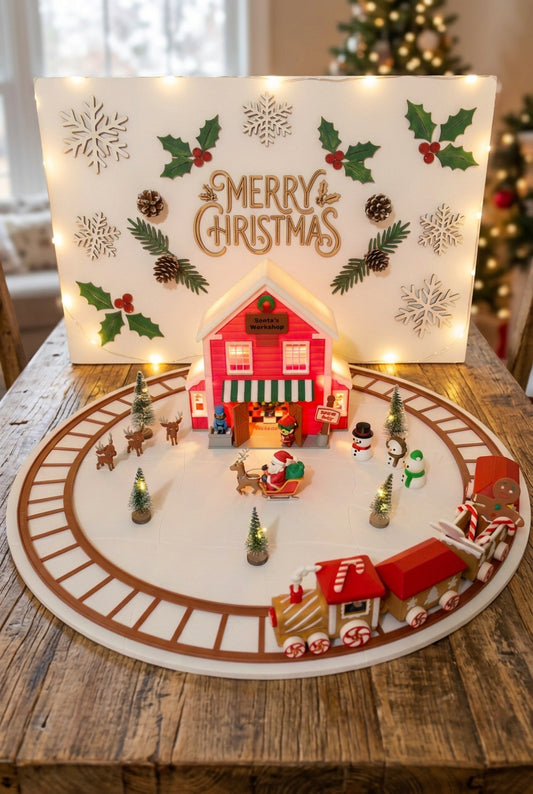 Santa's Workshop Christmas Village Scene Set - 3D Printed