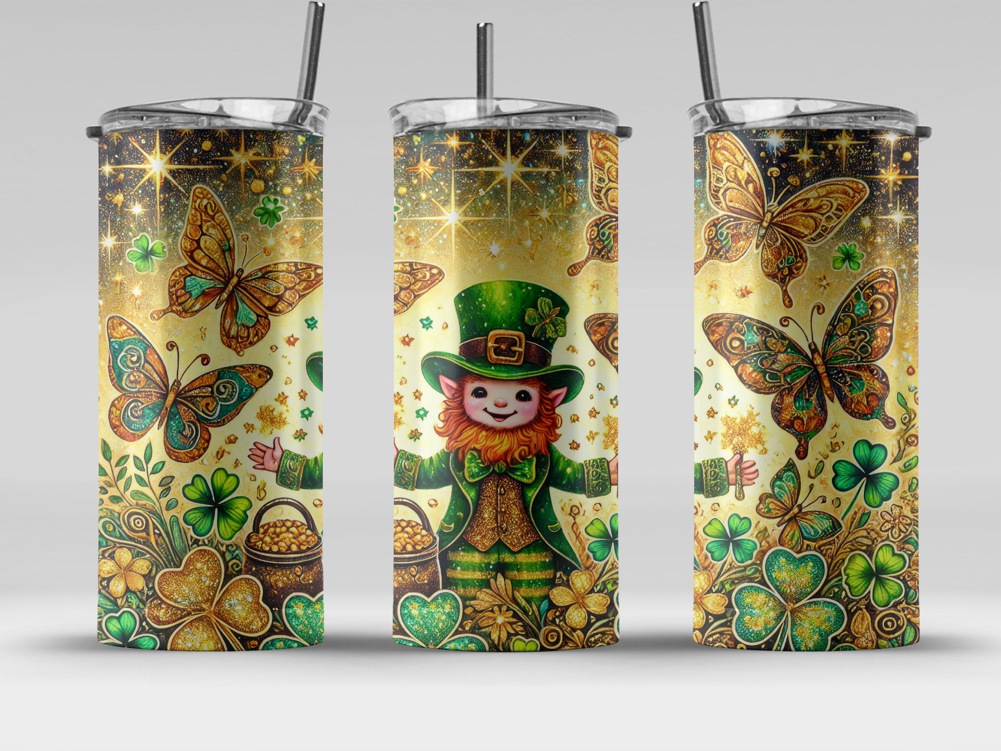 St. Patrick's Day Leprechaun Butterfly Shamrock Tumbler