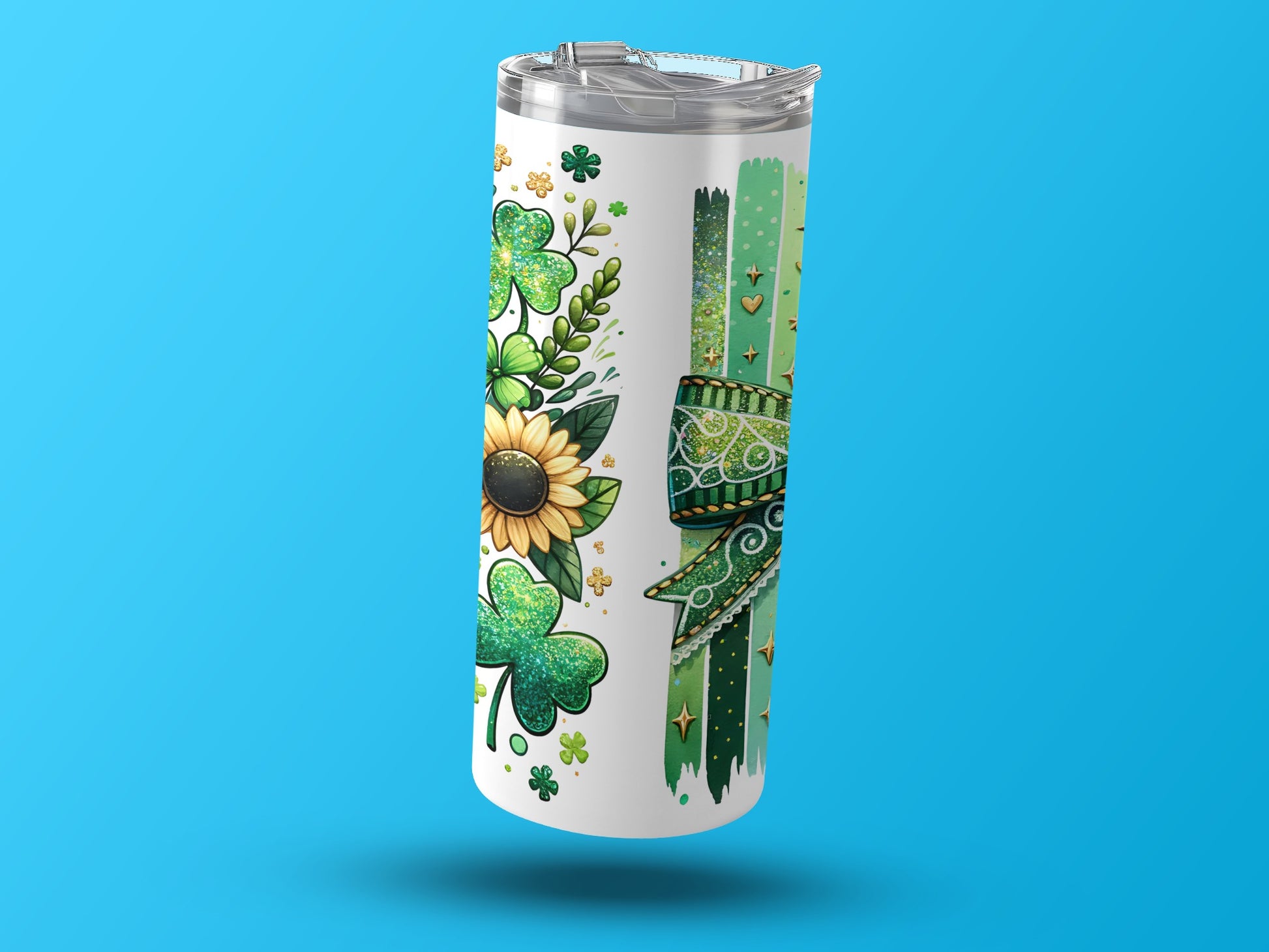 Shamrock and Sunflower Floral Design Tumbler