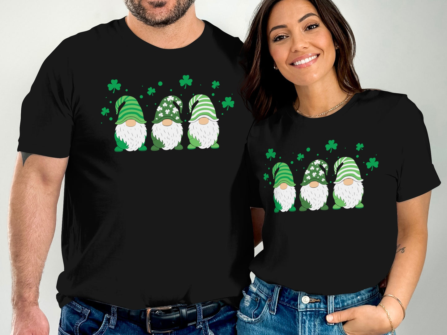 Cute St. Patrick's Day Gnomes with Shamrocks T-Shirt