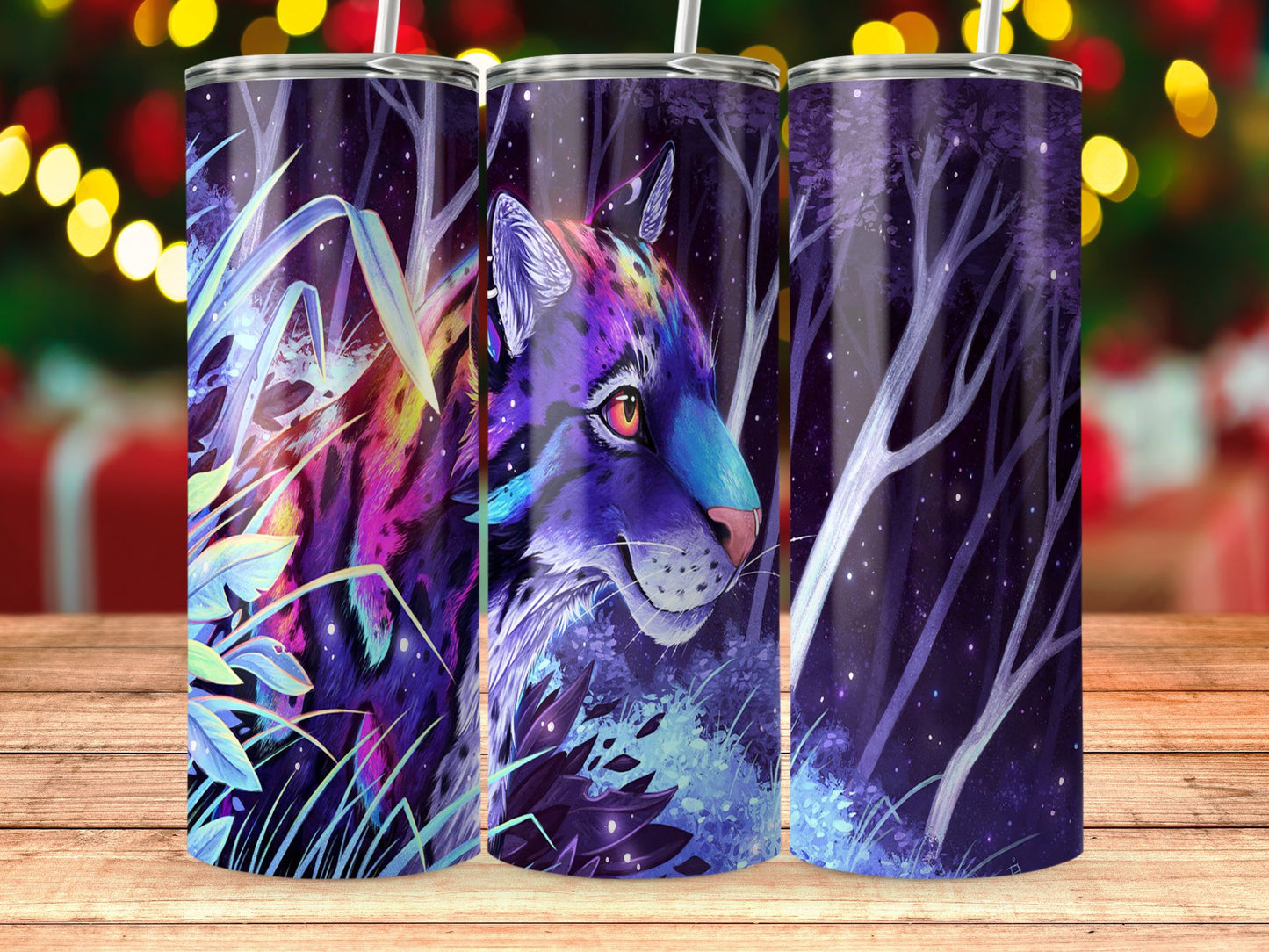 Vibrant Night Jungle Tiger Design Tumbler product