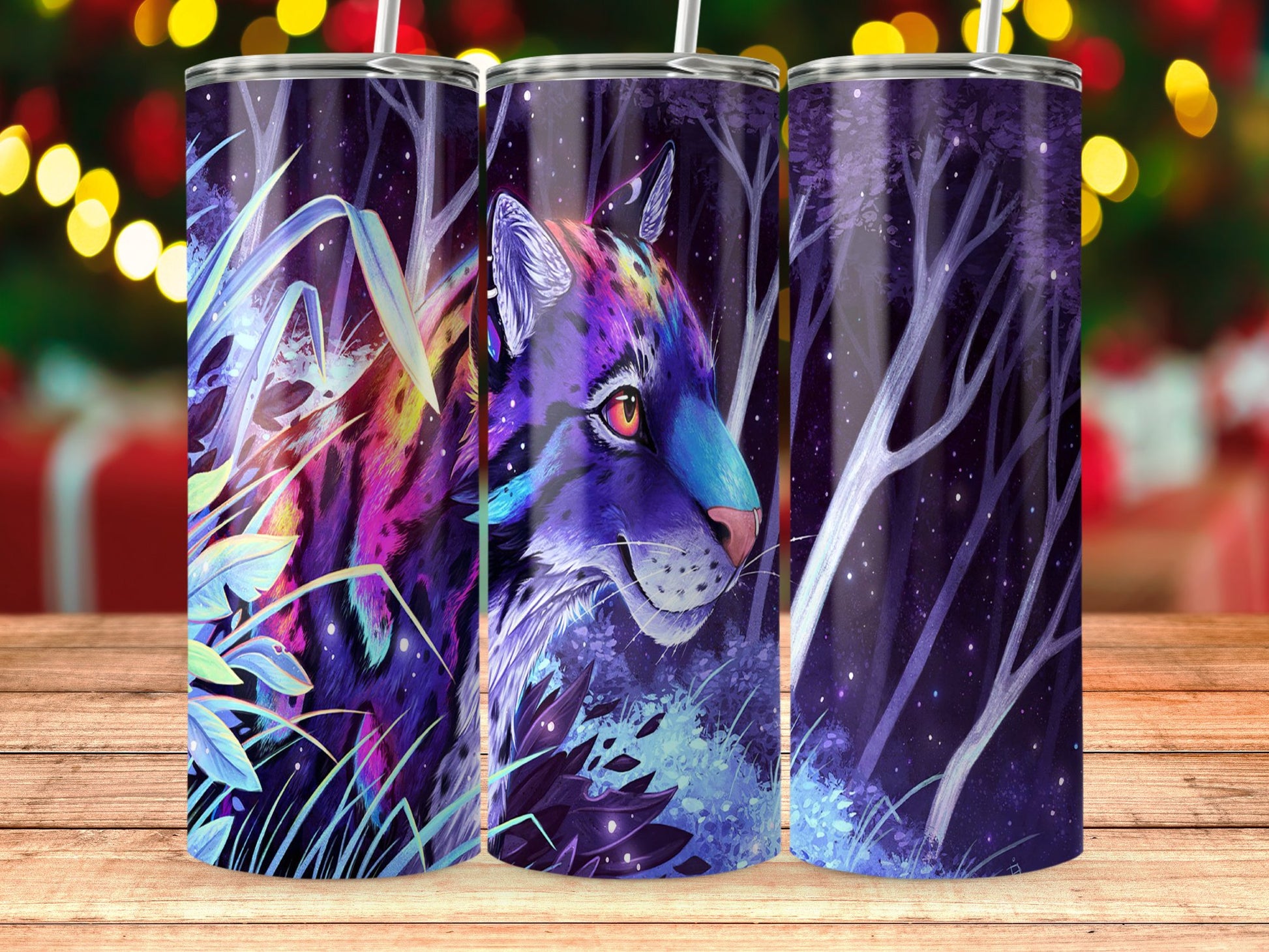 Vibrant Night Jungle Tiger Design Tumbler product