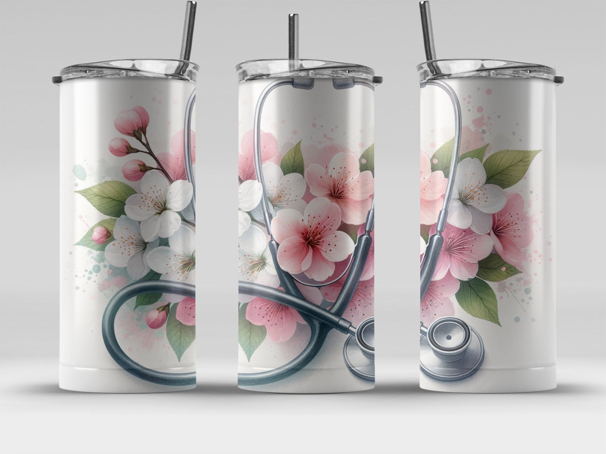 Floral Stethoscope Design Tumbler product