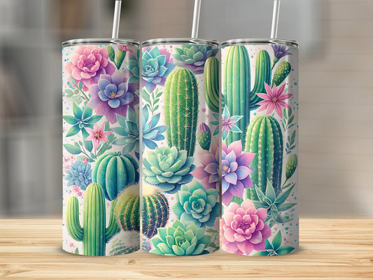 Floral and Cactus Themed Tumblers Colorful Product type
