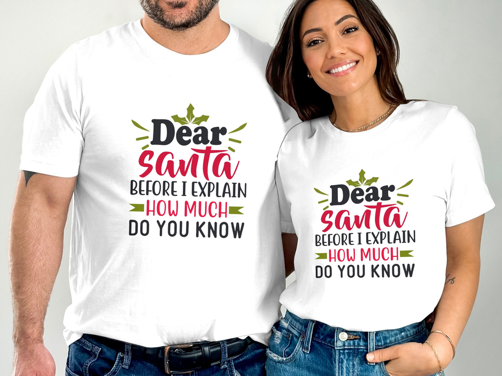 Dear Santa Before I Explain How Much do you know (Christmas T-shirt)