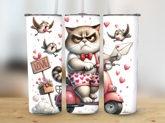 Cranky Cat Scooter (Valentine Tumbler)