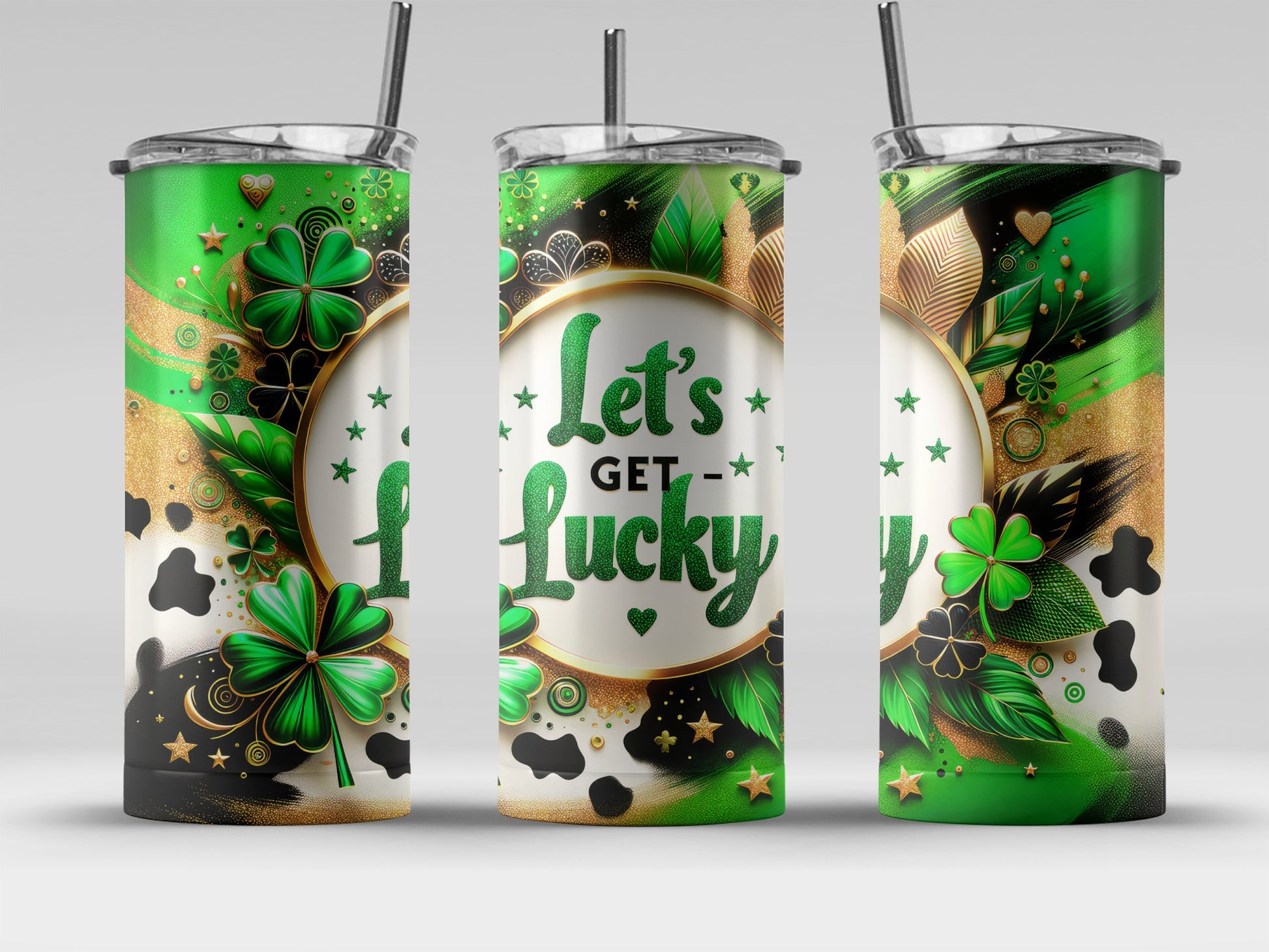 Let's Get Lucky Green Shamrock Tumbler Cup Product