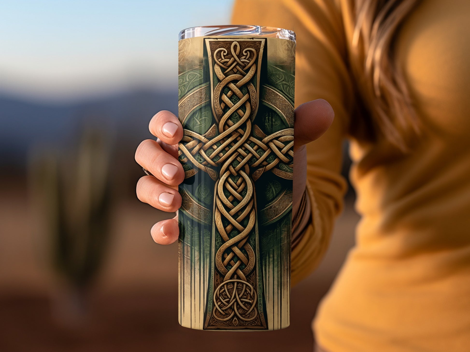 Celtic Knot Cross Design on Insulated Tumbler