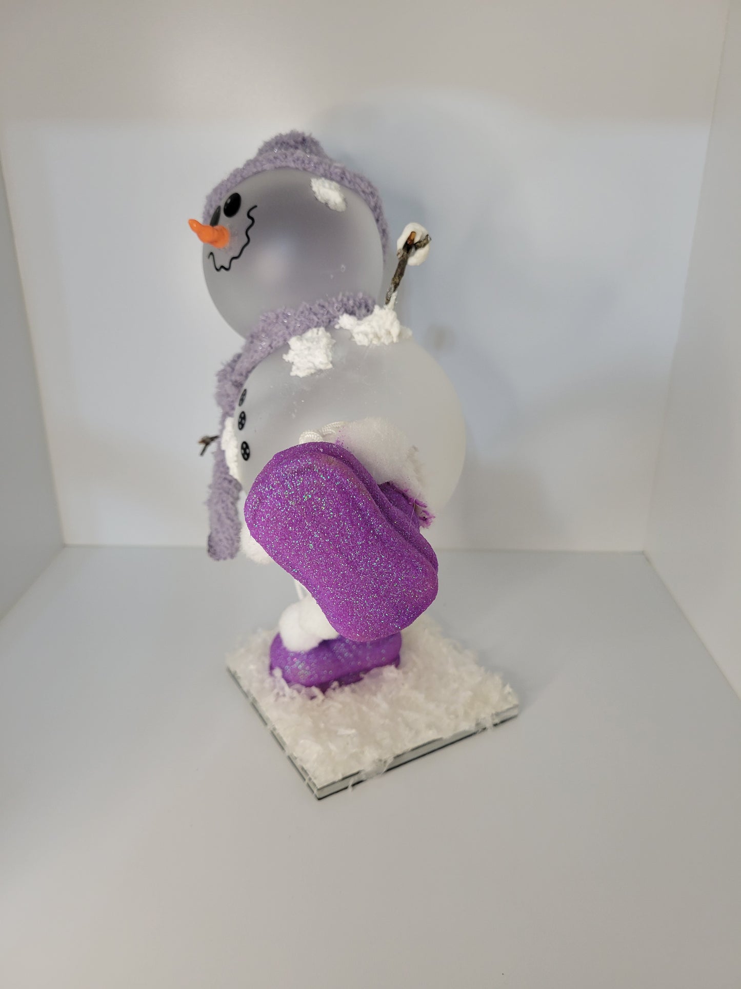 Purple and White Decorative Snowman Figurine Product
