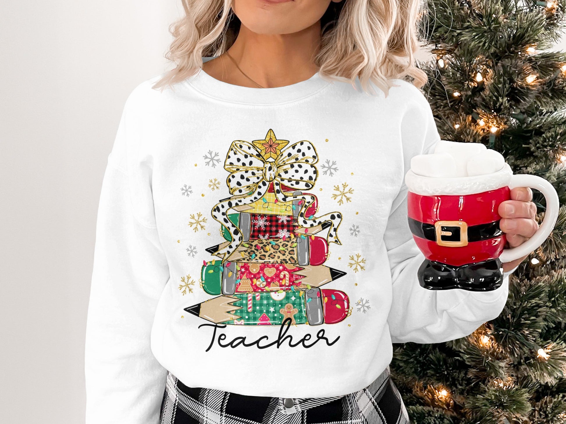 Festive Teacher Holiday Sweatshirt with Cute Design