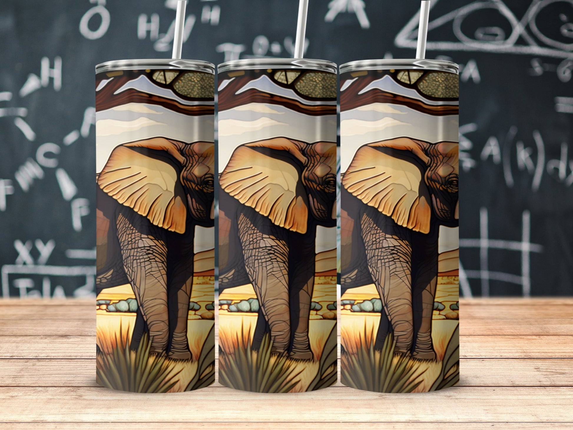 Elephant Design Tall Tumbler Artistic Drinkware product type
