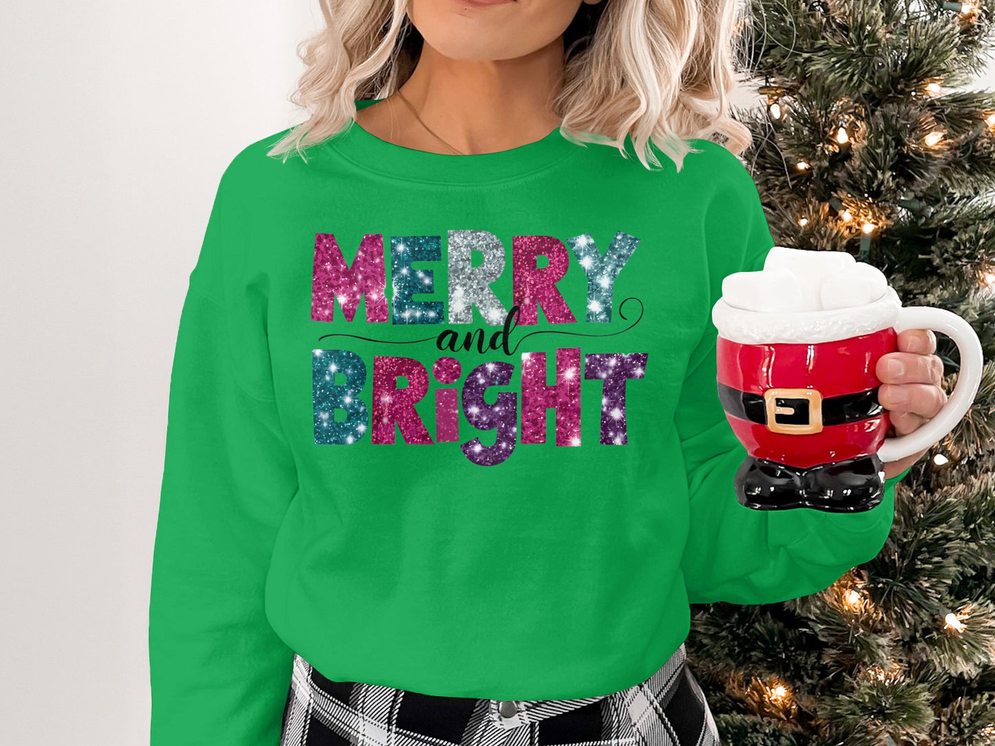 Merry and Bright Christmas Holiday Sweatshirt