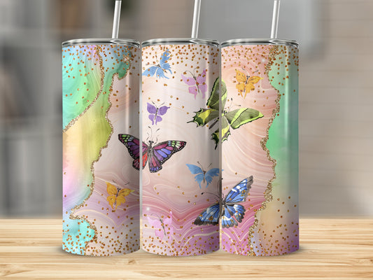 Colorful Butterfly Pattern Insulated Tumbler Product