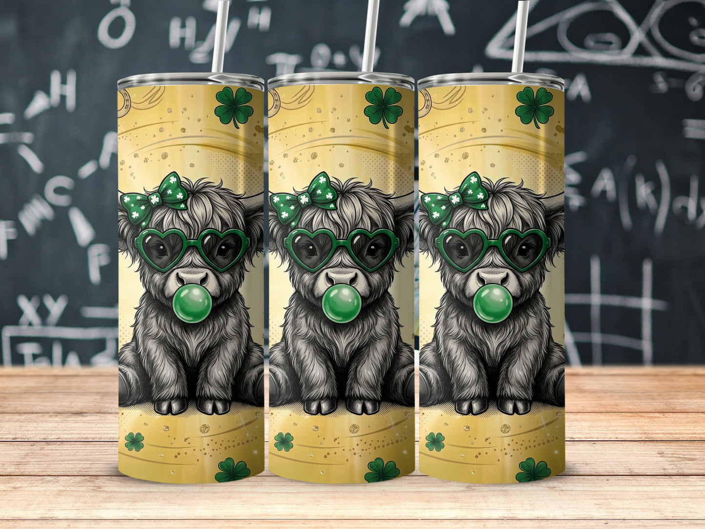 Cute Highland Cow St Patrick's Day Tumbler Cup