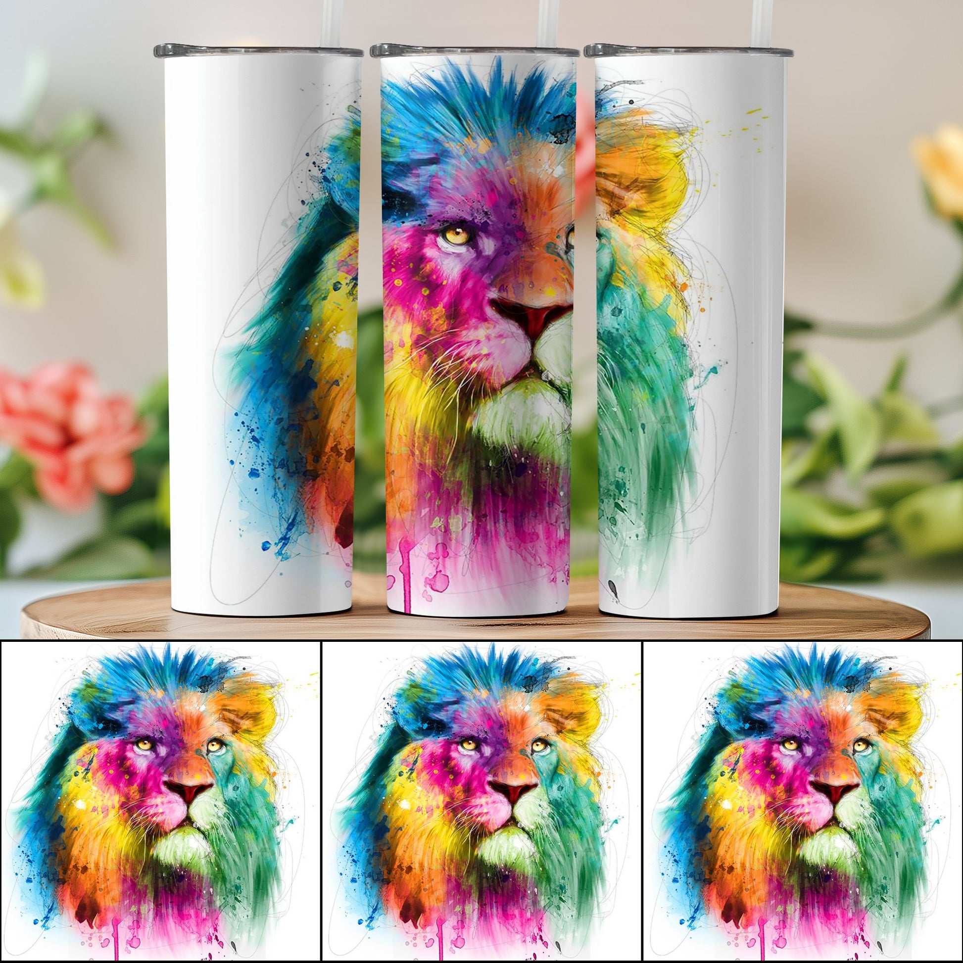 Colorful Lion Design Tumbler for Style and Function product