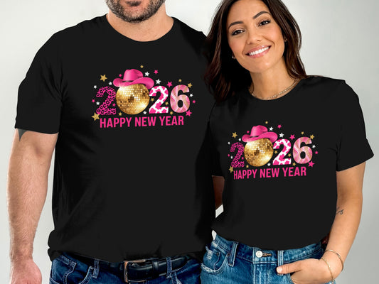 2026 Happy New Year Cowboy Hat and Stars Shirt