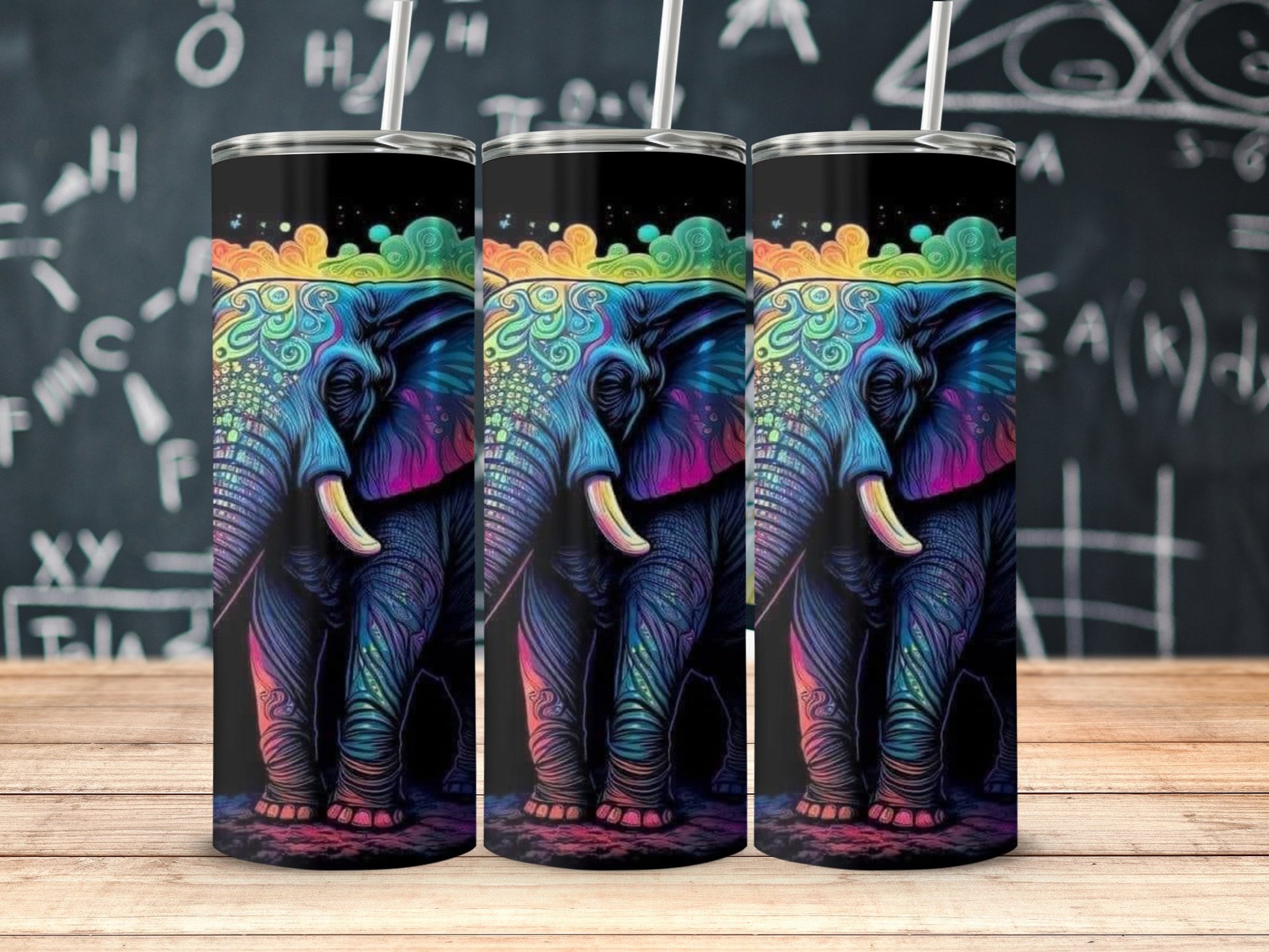 Vibrant Elephant Design On Tumbler Colorful Tumbler product