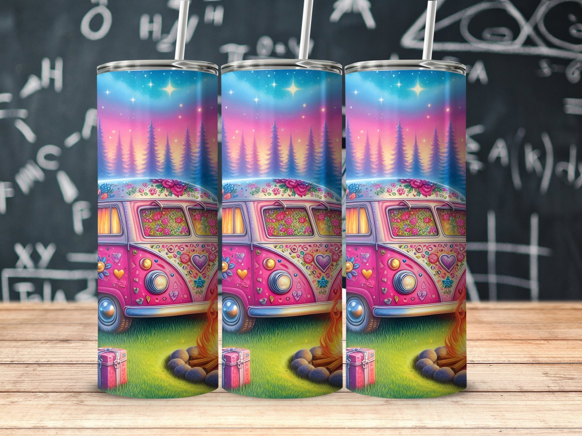 Vintage Rainbow Camper Van Travel Tumbler product type
