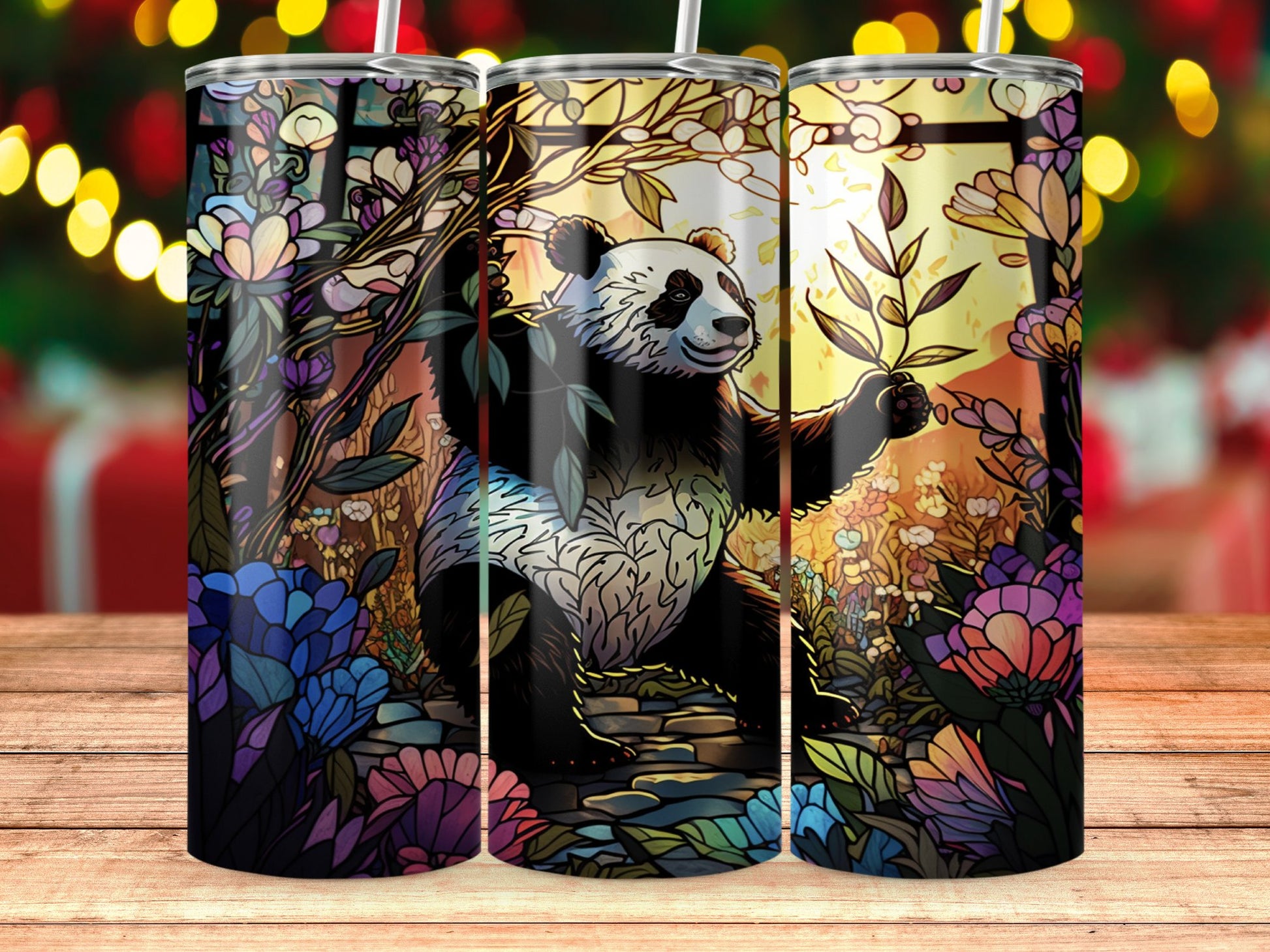 Happy Panda Forest Scene Tumbler product