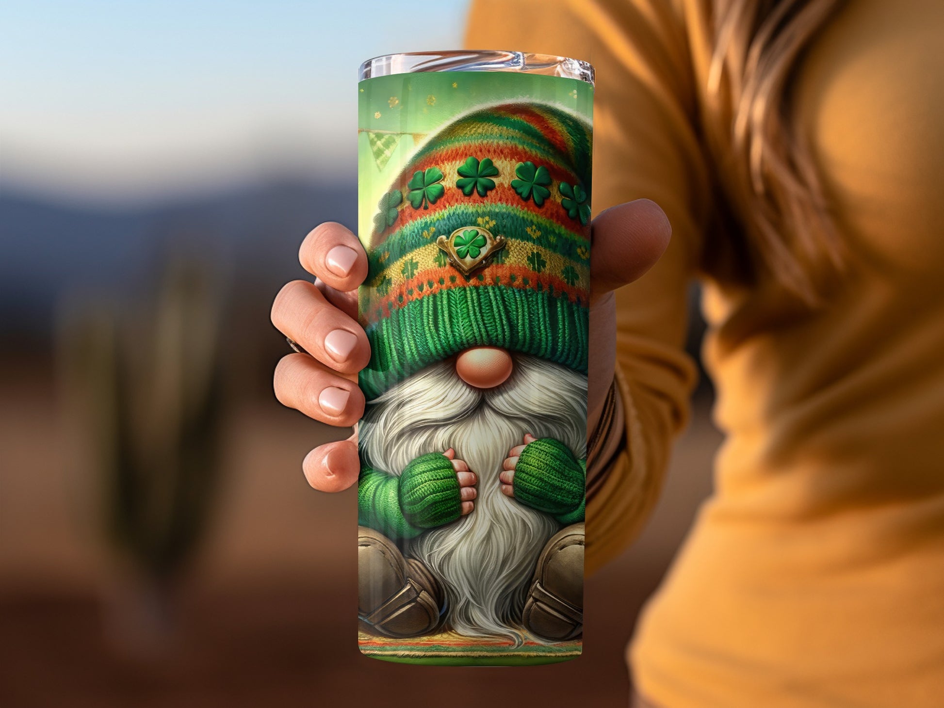 St. Patrick's Day Gnome Themed Tumbler Cup Product