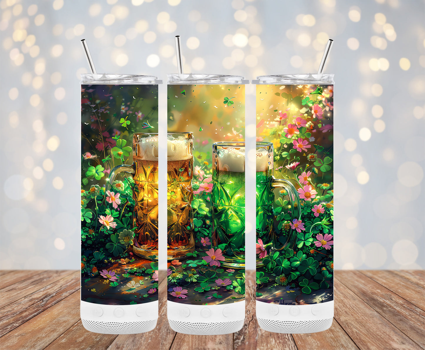Festive Beer Garden Floral Design Insulated Tumbler