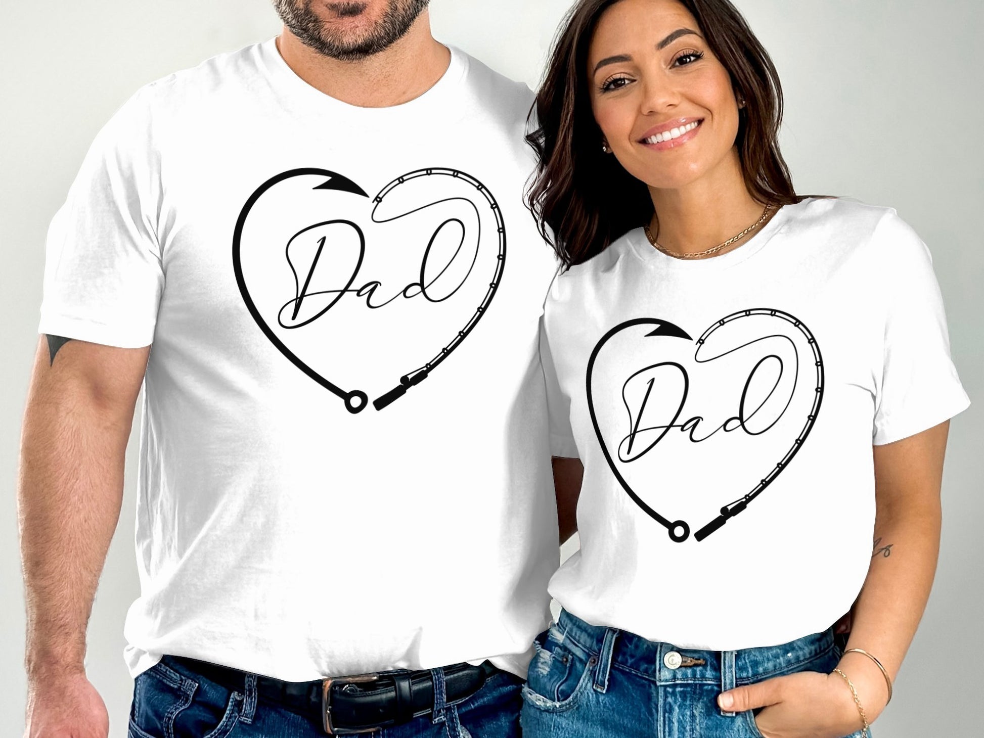 Dad Heartbeat Print White Graphic T-Shirt product type