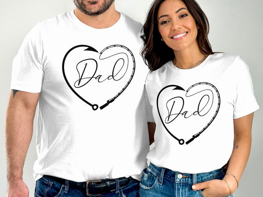 Dad Heartbeat Print White Graphic T-Shirt product type