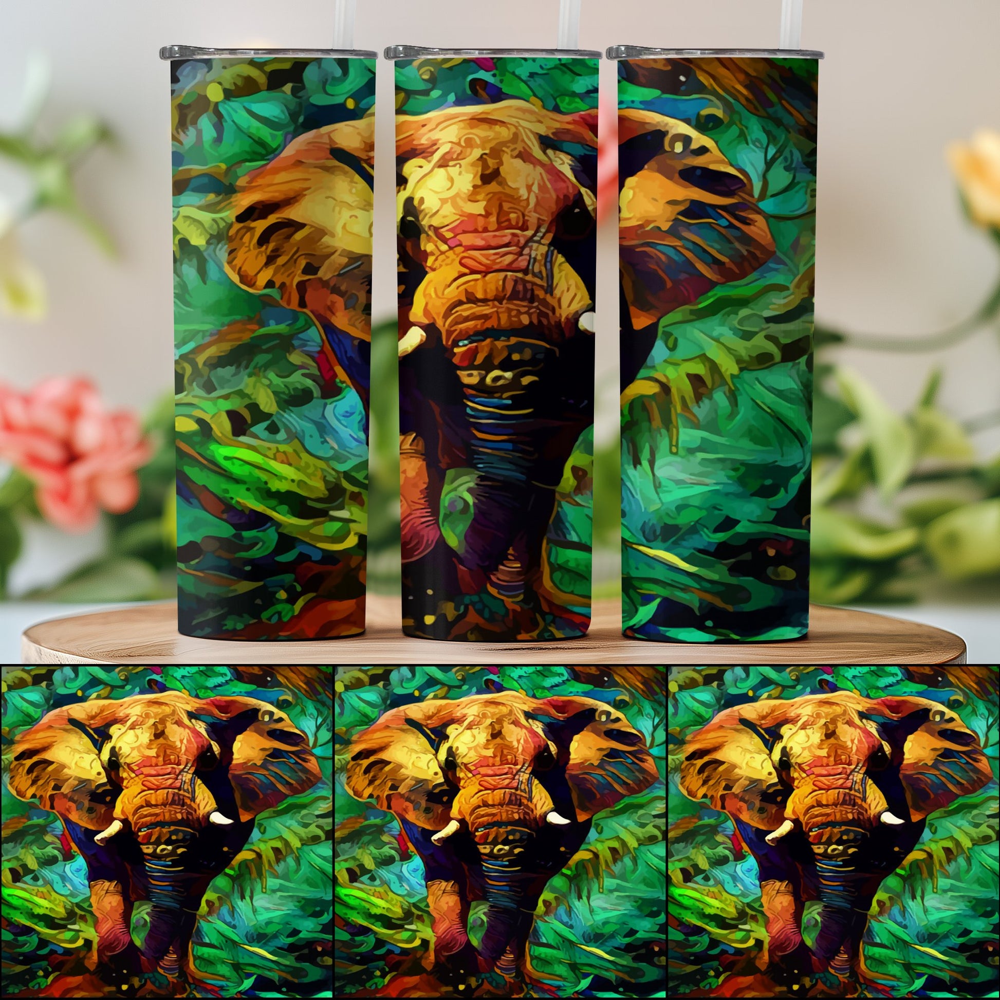 Colorful Elephant Art Design Insulated Tumbler product