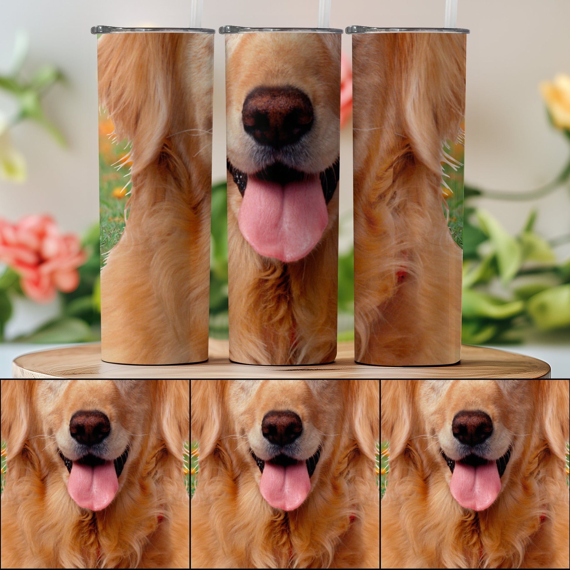 Adorable Dog Face Printed Stainless Steel Tumbler product