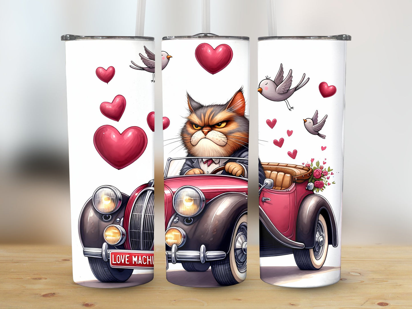 Cranky Cat Love Machine (Valentine Tumbler)
