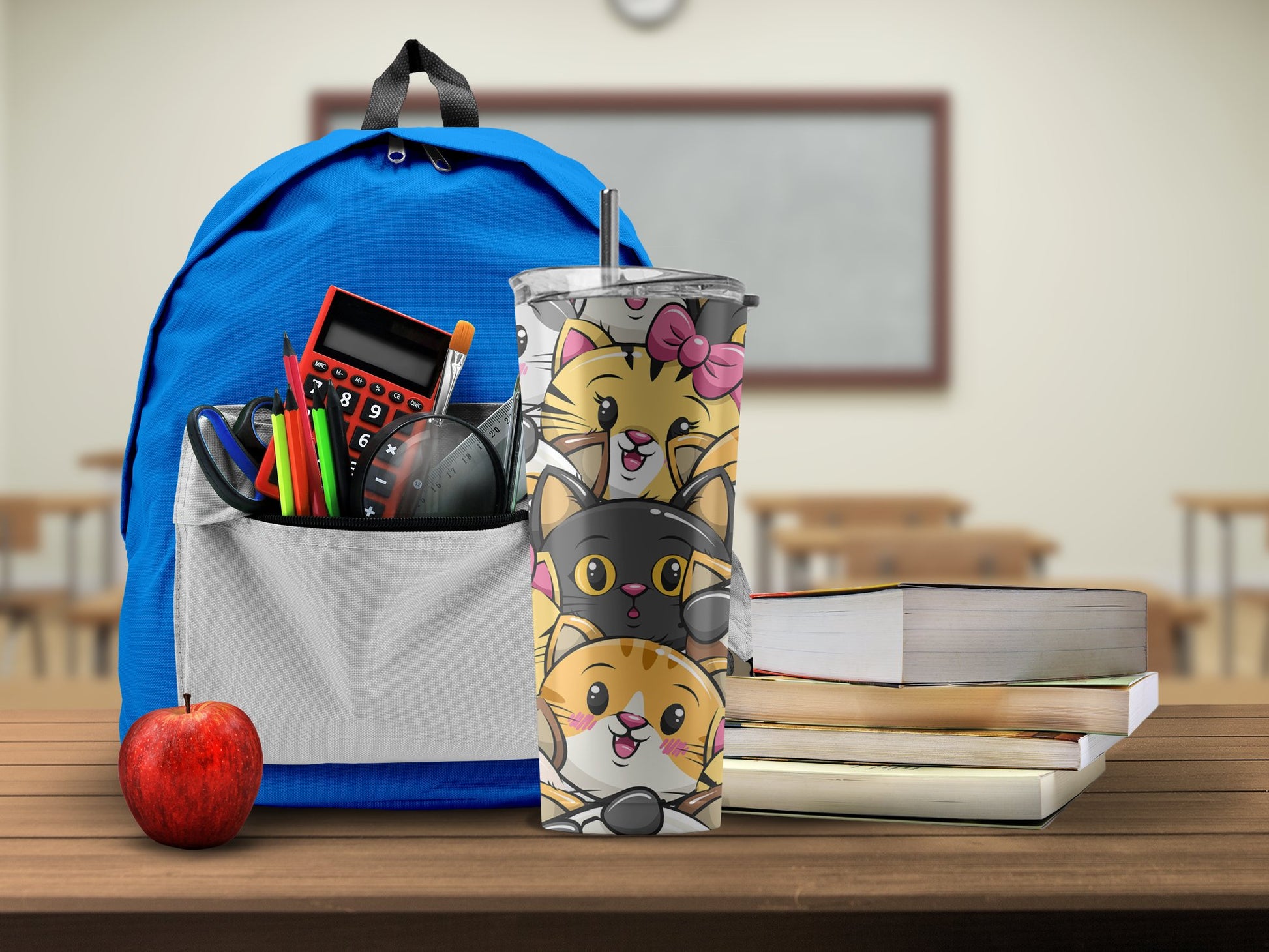 Cute Cat Faces Insulated Tumbler for School product