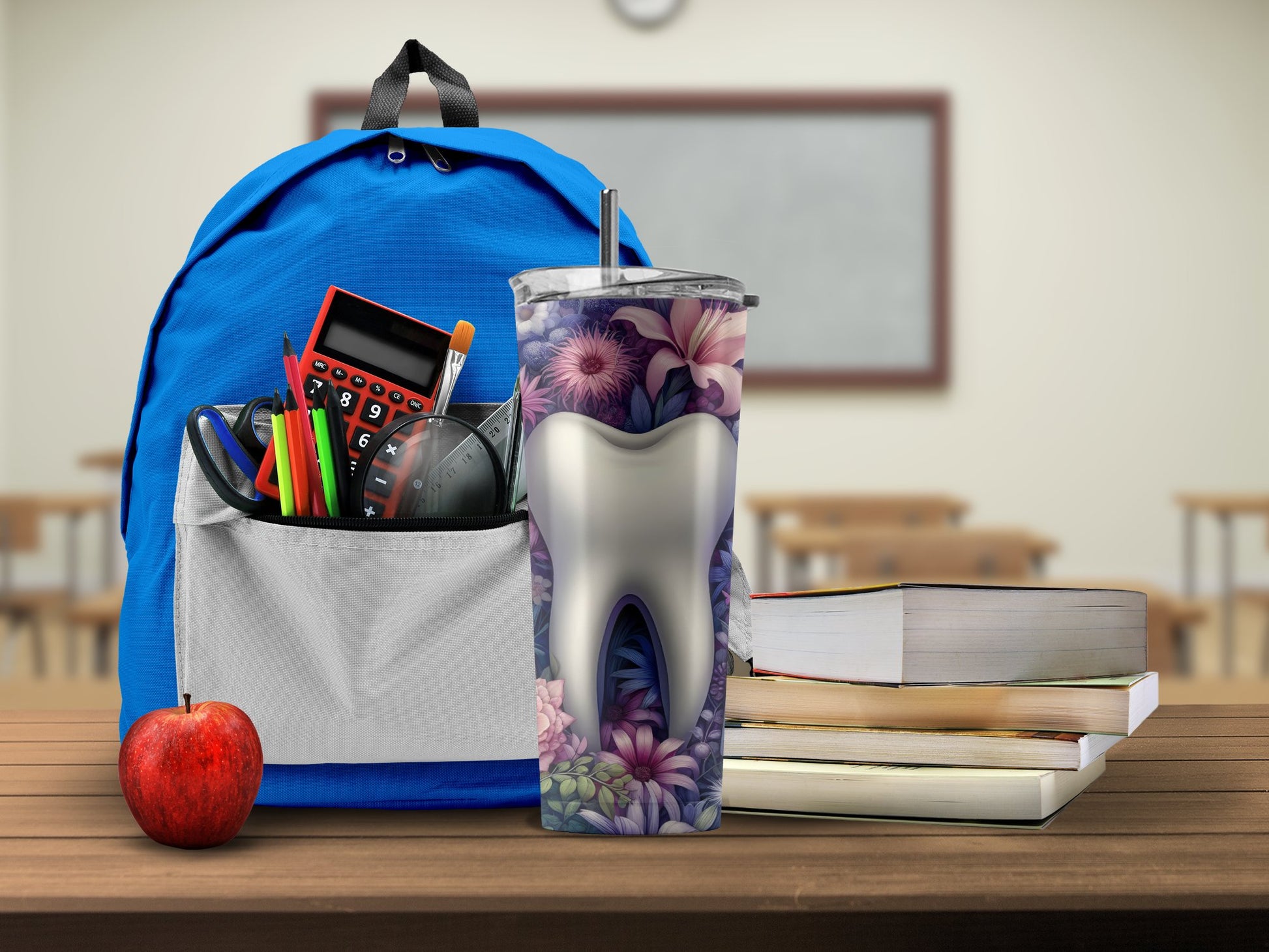Floral Dental Design Tumbler for School product type