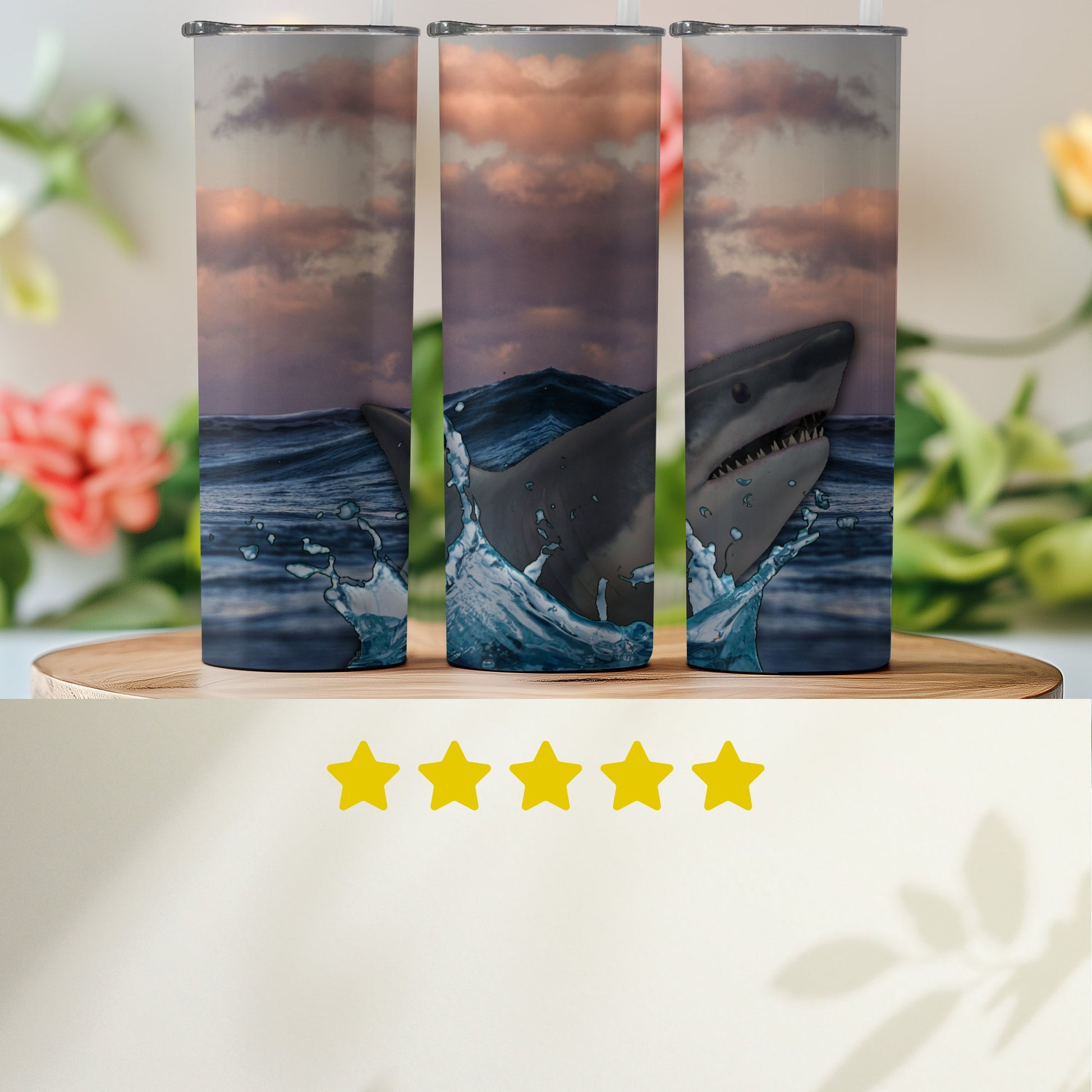 Realistic Shark Ocean Scene Tumbler product