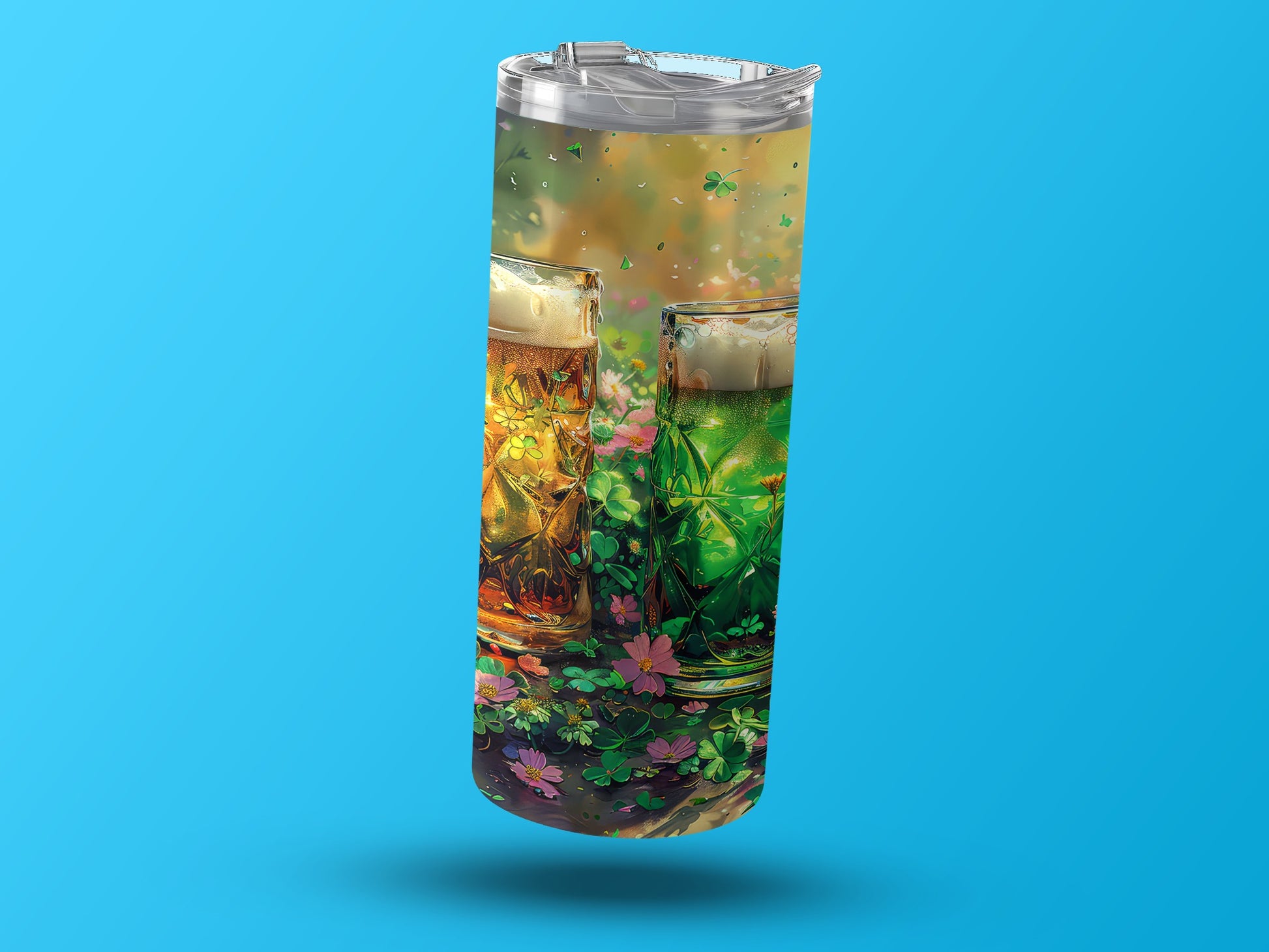 Colorful Floral and Beer Glasses Tumbler