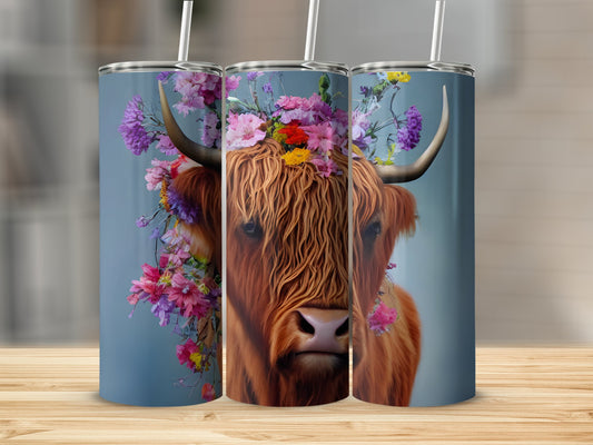 Highland Cow Floral Design Tumbler Cups product type