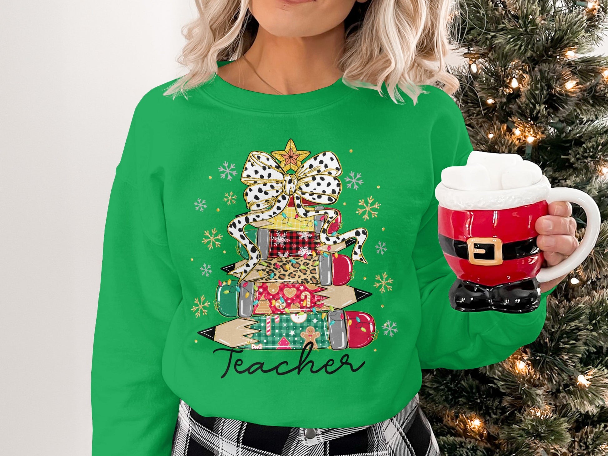 Festive Teacher Themed Holiday Sweatshirt for Celebrations
